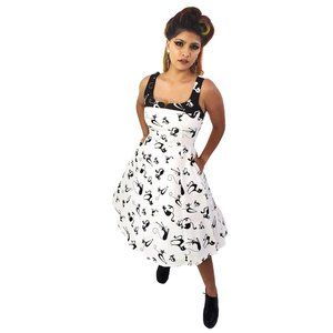 Eva Rose Contrast Kitties Dress in Black & White